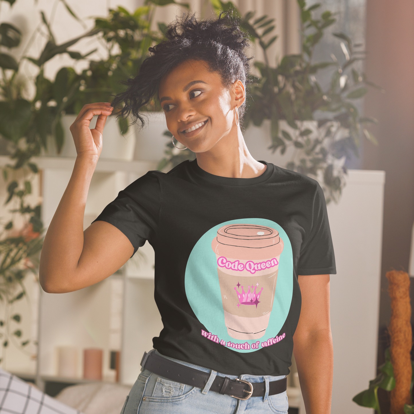 Code Queen with a Touch of Caffeine - Short-Sleeve Unisex T-Shirt