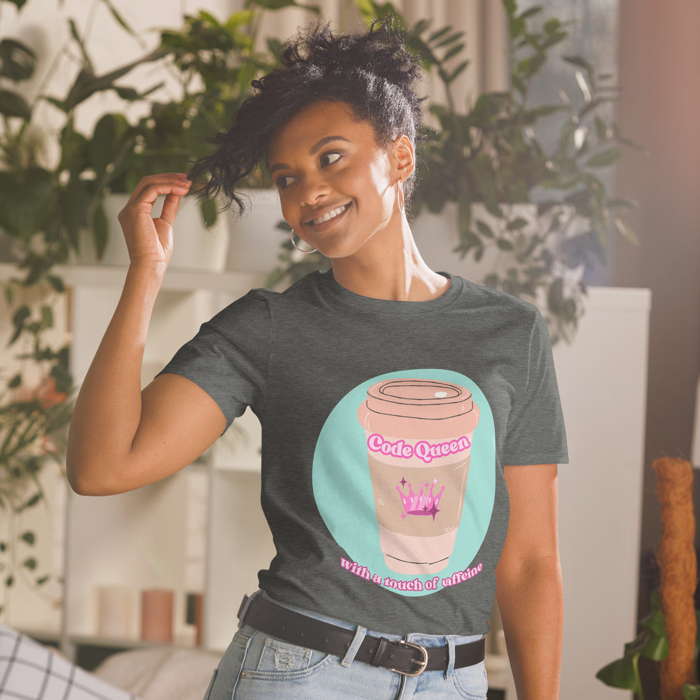 Code Queen with a Touch of Caffeine - Short-Sleeve Unisex T-Shirt