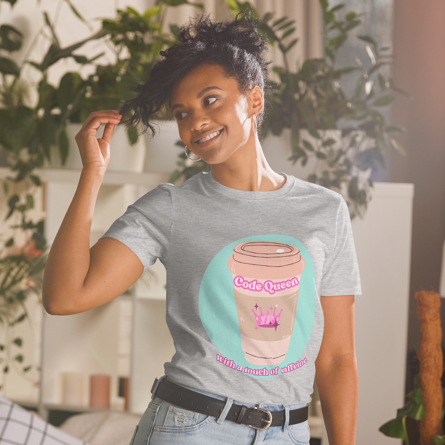 Code Queen with a Touch of Caffeine - Short-Sleeve Unisex T-Shirt