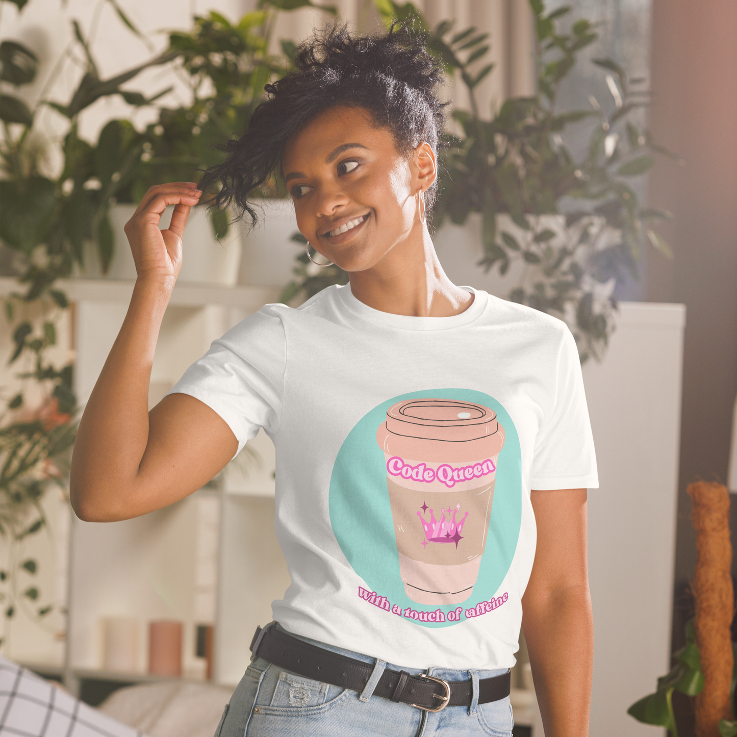 Code Queen with a Touch of Caffeine - Short-Sleeve Unisex T-Shirt